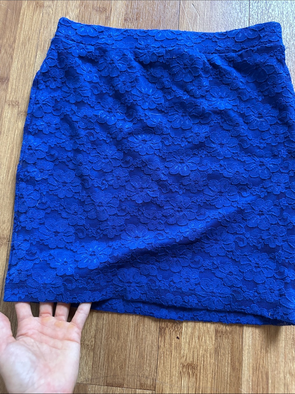 Forever 21 Blue Lace Mini Skirt and Black crop top- Small - Picture 5 of 7